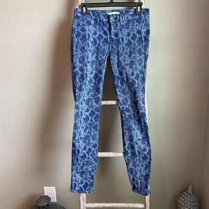 Snake print blue jeans size 27